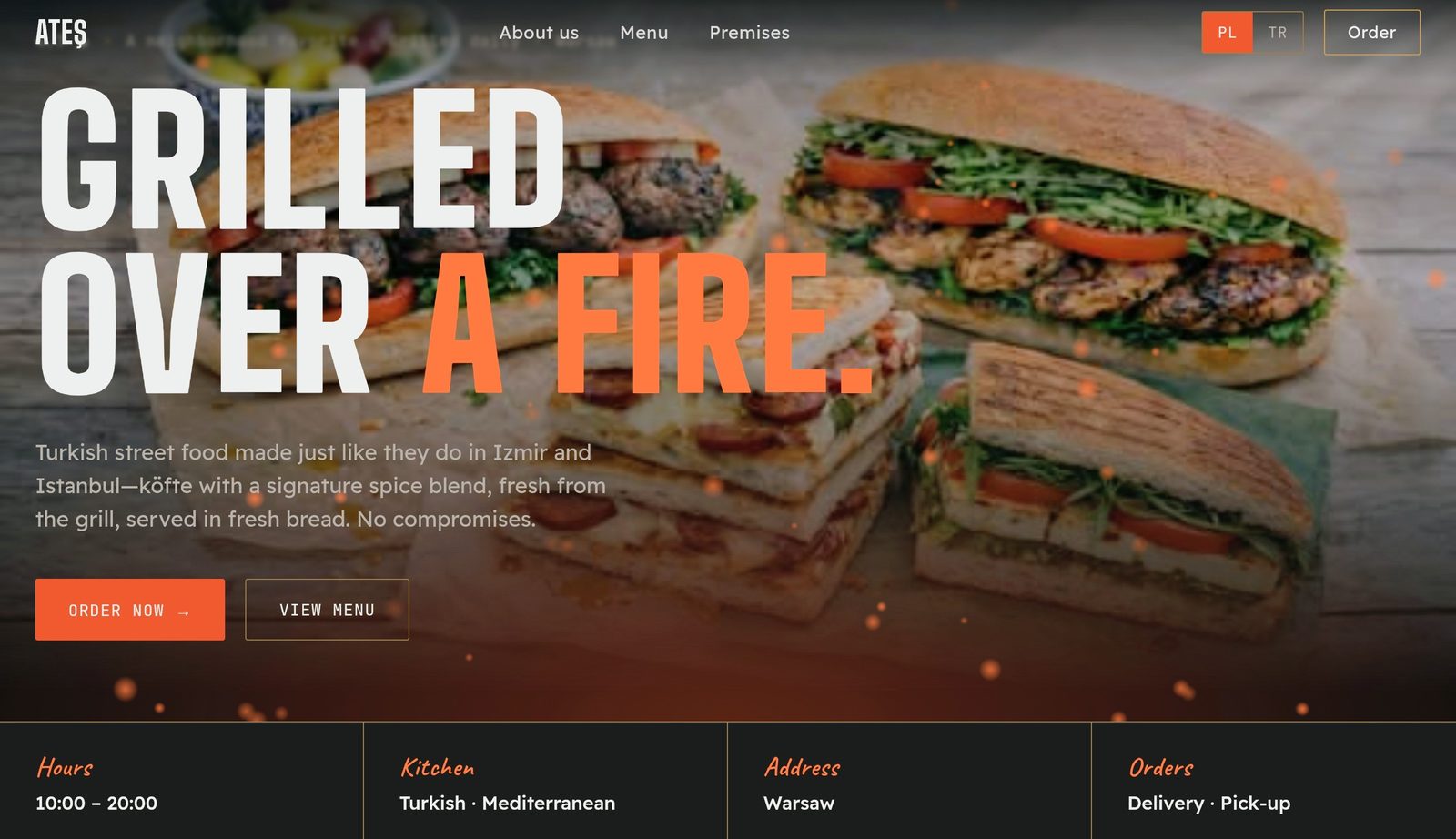 Ateş — Turkish Street Food, live site preview